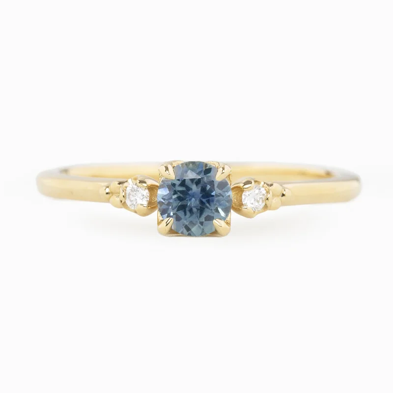 Women statement gemstone engagement rings -Estel Ring 4.5mm 0.45ct Blue Montana Sapphire, 14k Yellow Gold