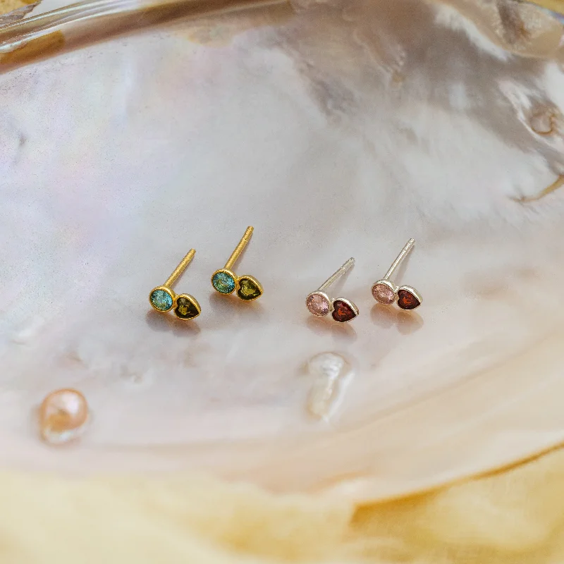 Women minimalist earrings -Toi et Moi Birthstone Studs