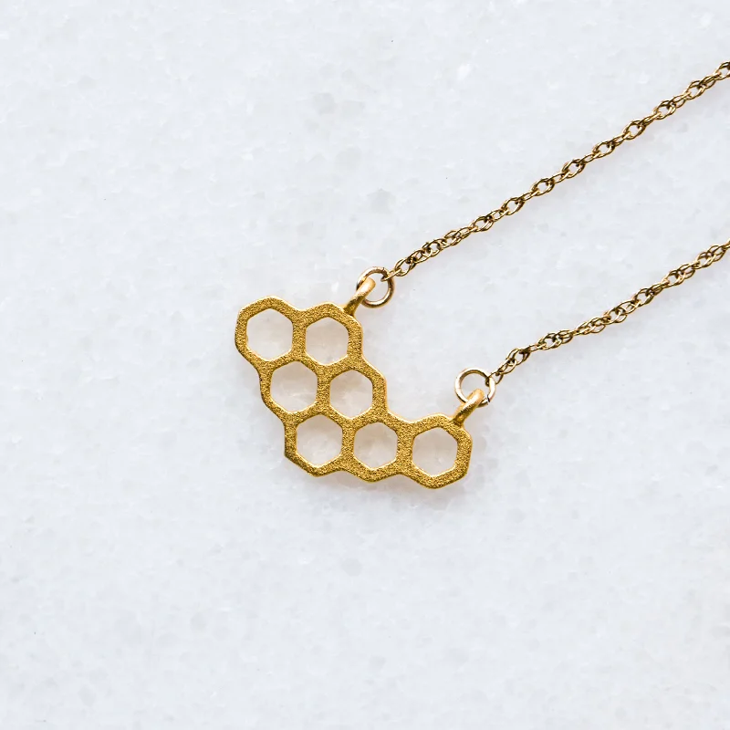 Women trendy crystal necklaces -Honeycomb Necklace