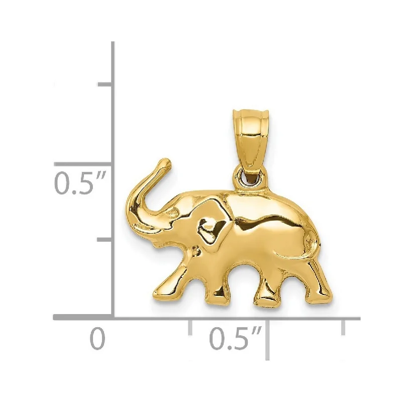 Women chunky necklaces -Curata 14k Yellow Gold 18" Polished Good Luck Elephant Pendant Necklace - 16.6x17.5mm