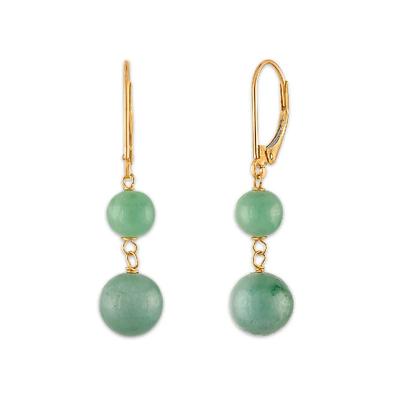 Women statement earrings -Round Jade Drop & Dangle Earrings in 14KT Yellow Gold