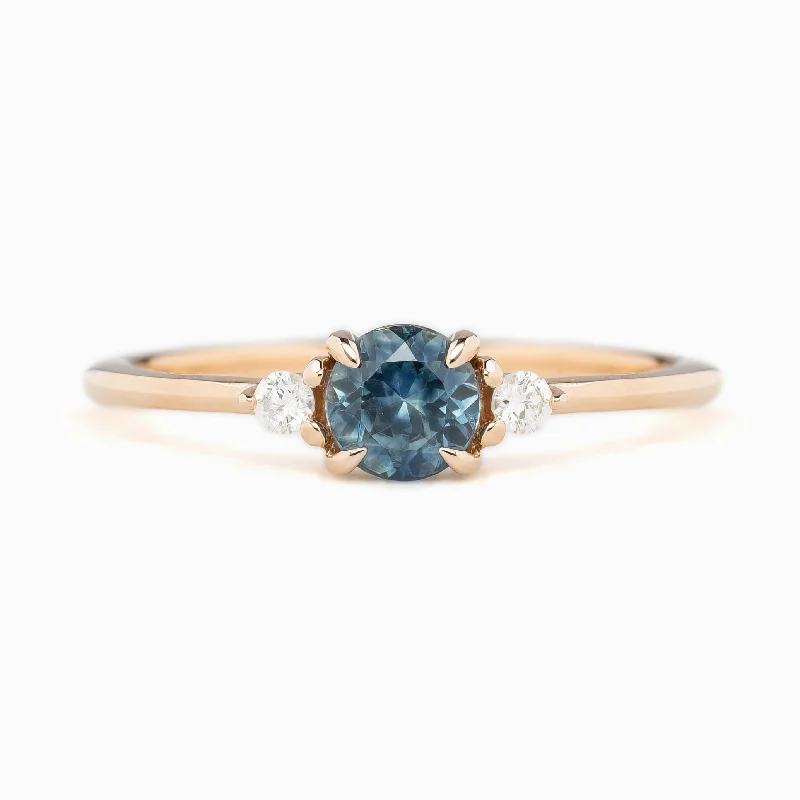 Women trendy engagement rings -Emilie Ring 5mm 0.60ct Blue Montana Sapphire 14K Rose Gold