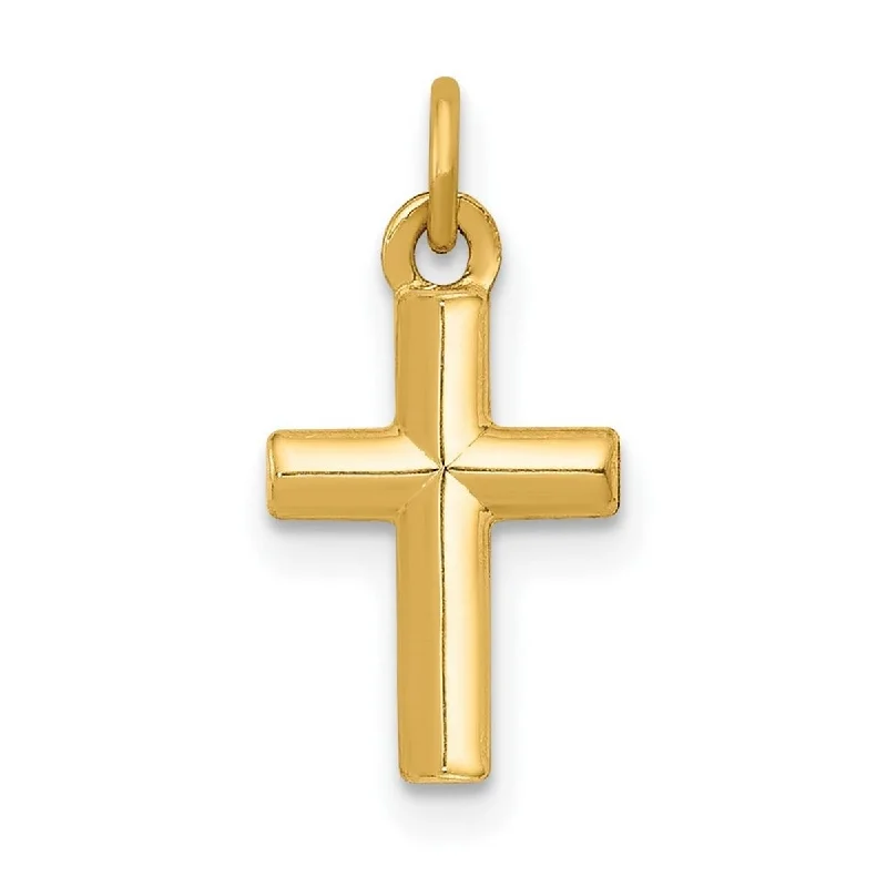 Women trendy pendant necklaces -Curata 14k Yellow Gold Polished Very Small Cross Necklace - 8x13.5mm