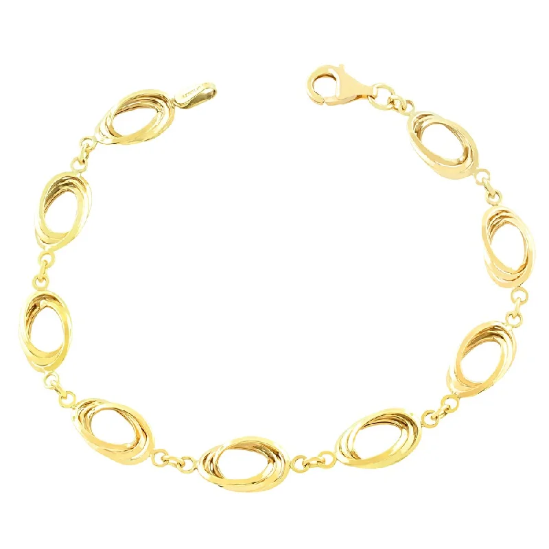 Women modern cuff bangles and bracelets -Fremada 10k Yellow Gold Twist Oval Link Bracelet (7.5-inch)