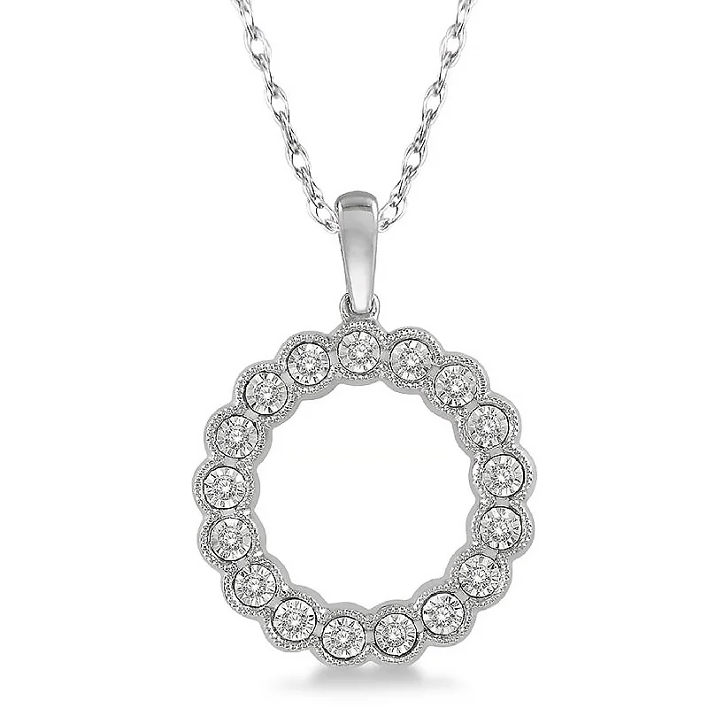 Women bohemian charm necklaces -Diamond Circle Necklace