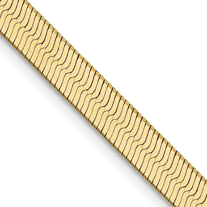 Women luxury bangles and bracelets -Curata 14k Yellow Gold Solid Polished 4.0mm Silky Herringbone Chain Bracelet