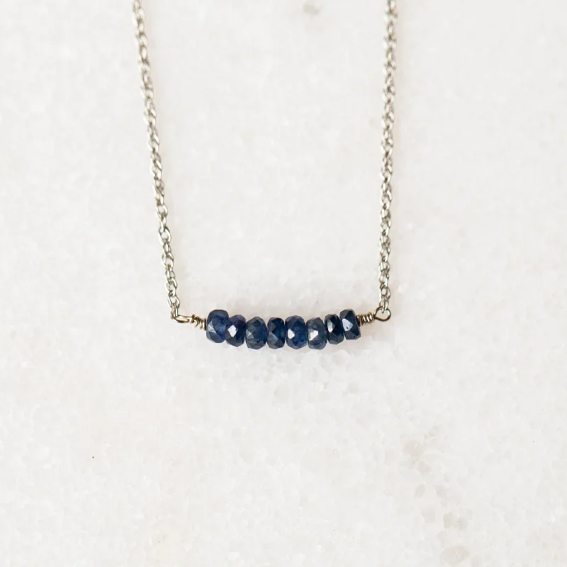 Women luxury pearl necklaces -Navy Sapphire Bar Necklace | 14-Karat