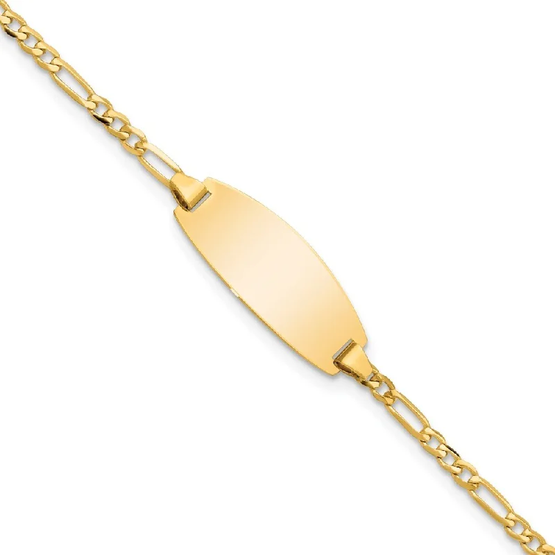 Custom bangles and bracelets for women -14k Yellow Gold 7.5mm Oval Figaro ID Bracelet, 5.5"