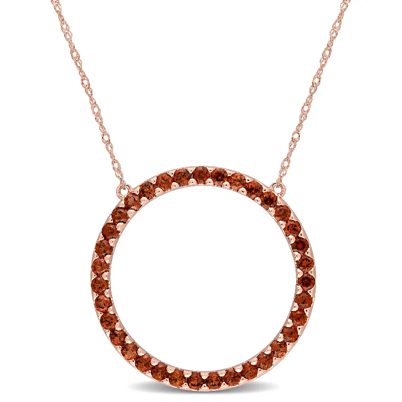 Women birthstone necklaces -Miadora 10k Rose Gold Garnet Circle of Life Birthstone Necklace