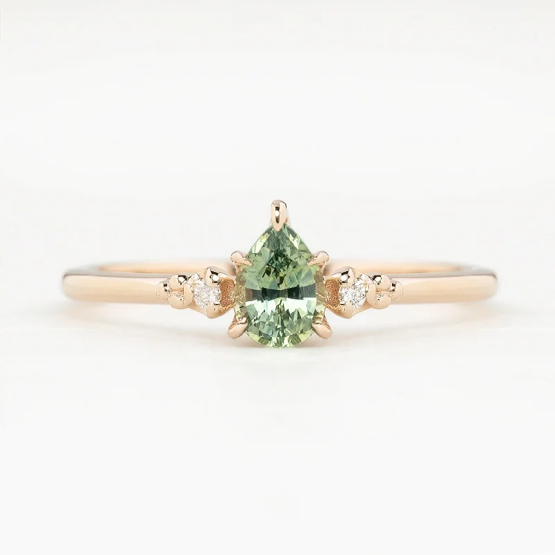 Women chic engagement rings -Estel Ring Green Montana Sapphire Ring, 14k Rose Gold