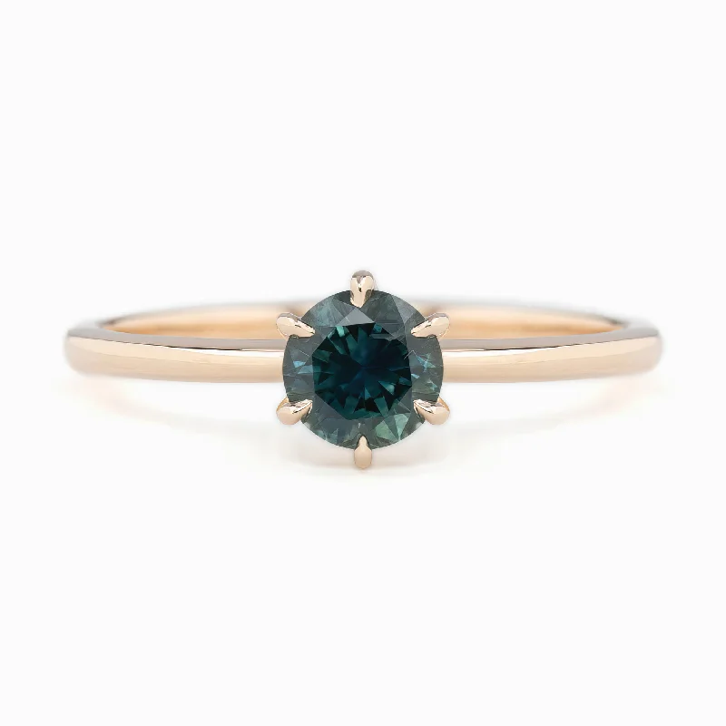 Women double bangle engagement rings -Floryn Ring 0.77ct Parti Blue Green Montana Sapphire, 14K Rose Gold (One of a kind)