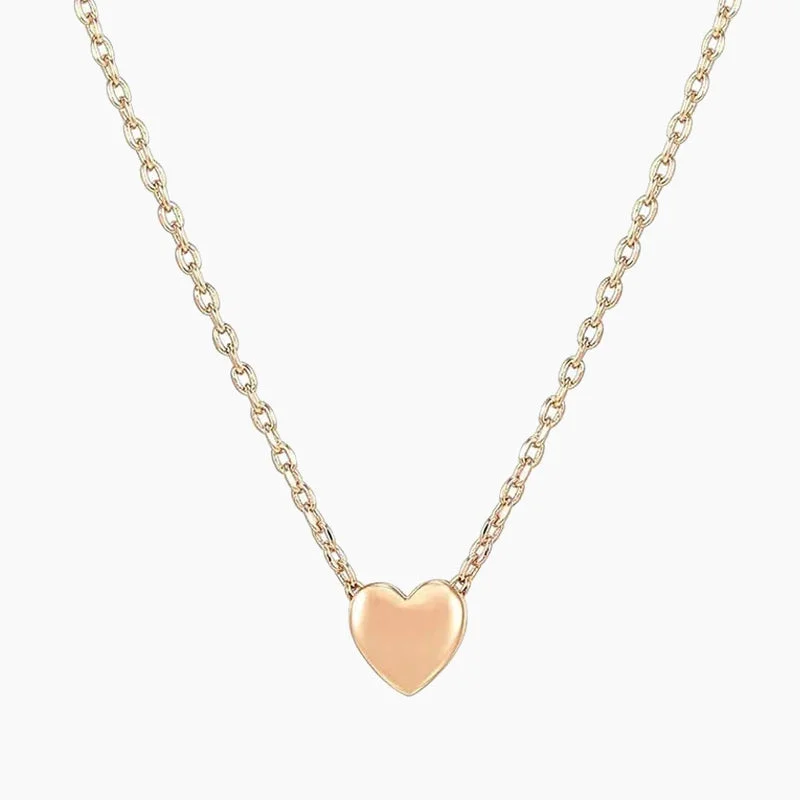 Women luxurious gemstone necklaces -14K Gold Plated Heart Polished Necklace