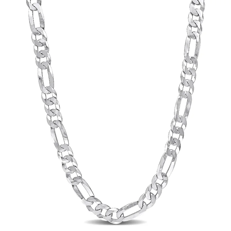 Women luxury chain necklaces -Miadora Sterling Silver Figaro Flat Necklace