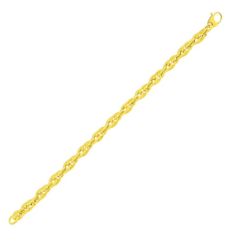 Women pearl and diamond bangles and bracelets -14k Yellow Gold Stylish Bracelet with Interlaced Oval Links