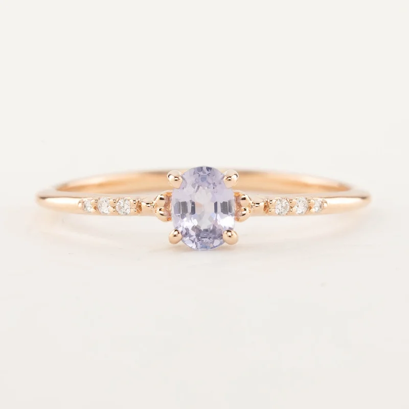 Women floral engagement rings -Eloise Ring - 5x4mm 0.40ct Unheated Blue Sapphire, 14k Rose Gold