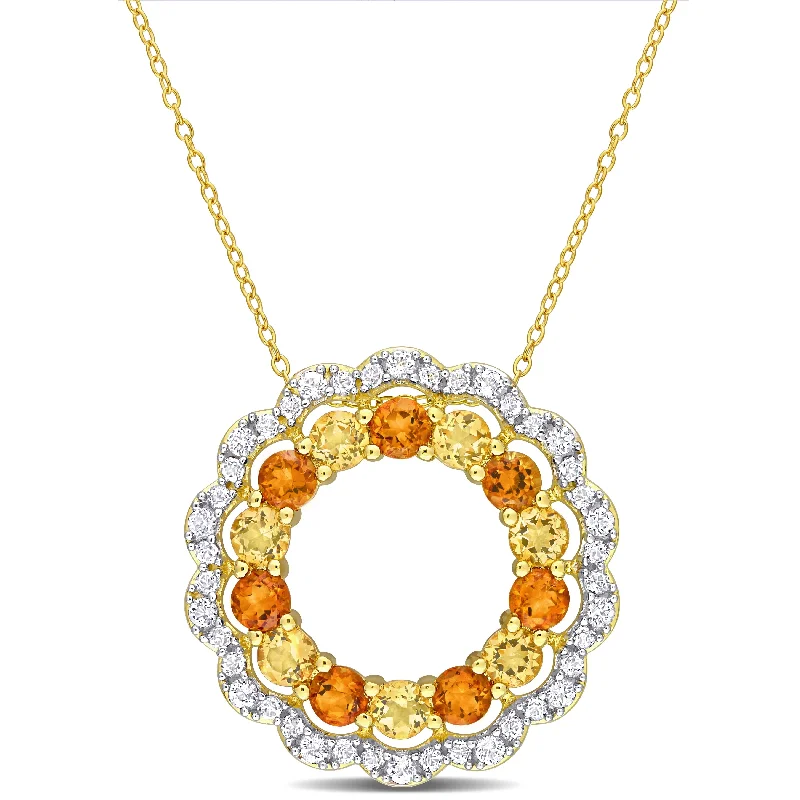 Women infinity symbol necklaces -Miadora Citrine Madeira Citrine & White Topaz Open Necklace in Yellow Plated Sterling Silver