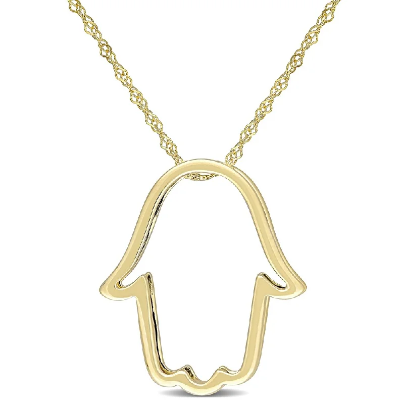 Women long necklaces -Miadora 14k Yellow Gold Hamsa Necklace