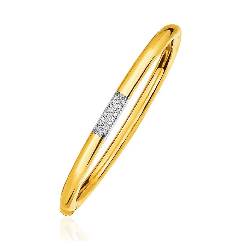 Women elegant cuff bangles and bracelets -14k Gold and Diamond Domed Bangle Bracelet with Clasp (1/5 cttw)