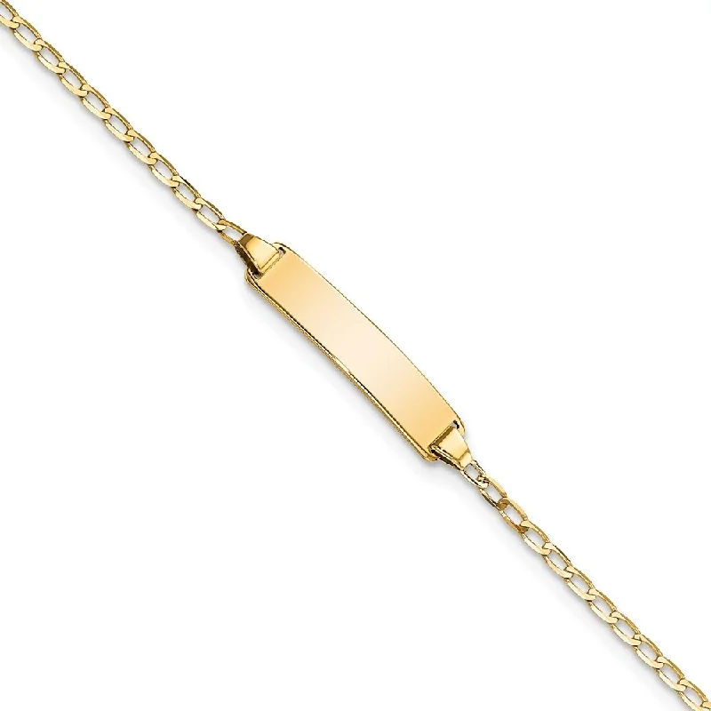 Women minimalist bangles and bracelets -14k Yellow Gold 3.5mm Flat Curb Link ID Bracelet, 7"