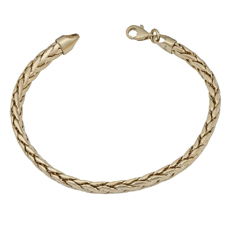 Women double bangle bracelets -Fremada 14k Yellow Gold 5.5-mm Flat Weave Bracelet (7.5 inches)