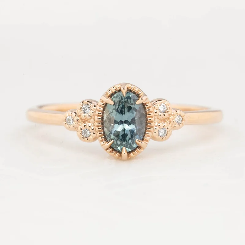 Women gemstone engagement rings -Celine Ring - 6x4mm 0.60ct Blue Montana Sapphire, 14k Rose Gold