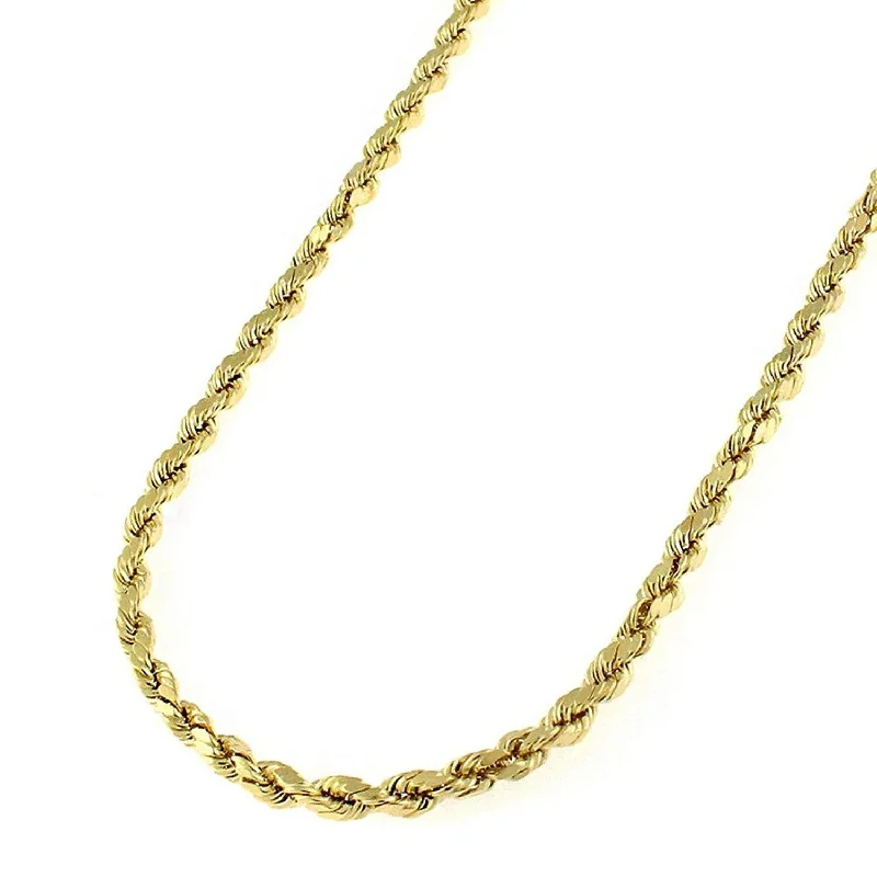 Women everyday gold necklaces -14K Yellow Gold 2.5MM Solid Rope Diamond-Cut Braided Twist Link Necklace Chains, Gold Chain for Men & Women, 100% Real 14K Gold