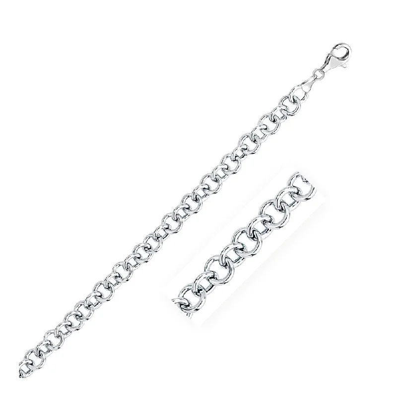 Women statement cuff bangles and bracelets -7.0mm 14k White Gold Link Charm Bracelet