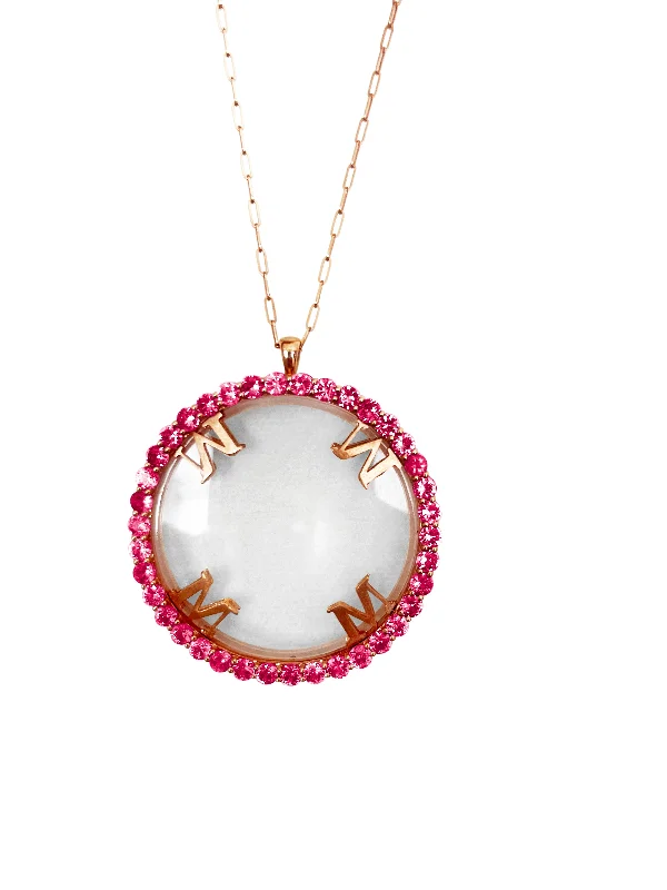 Women chic gold necklaces -Magnifique Necklace Rose Gold with Ruby