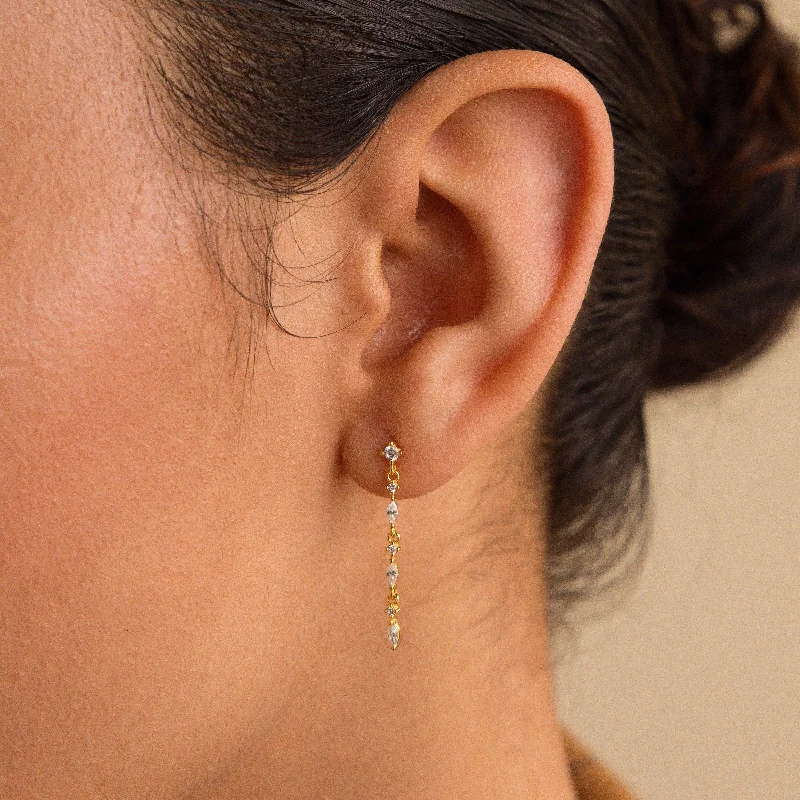 Women dangly earrings -Dainty Diamond Drop Earrings