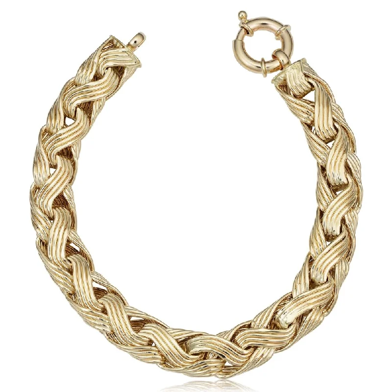 Women modern bangles and bracelets -14k Yellow Gold 9.8 millimeters Braided Bracelet (7.5 inches)