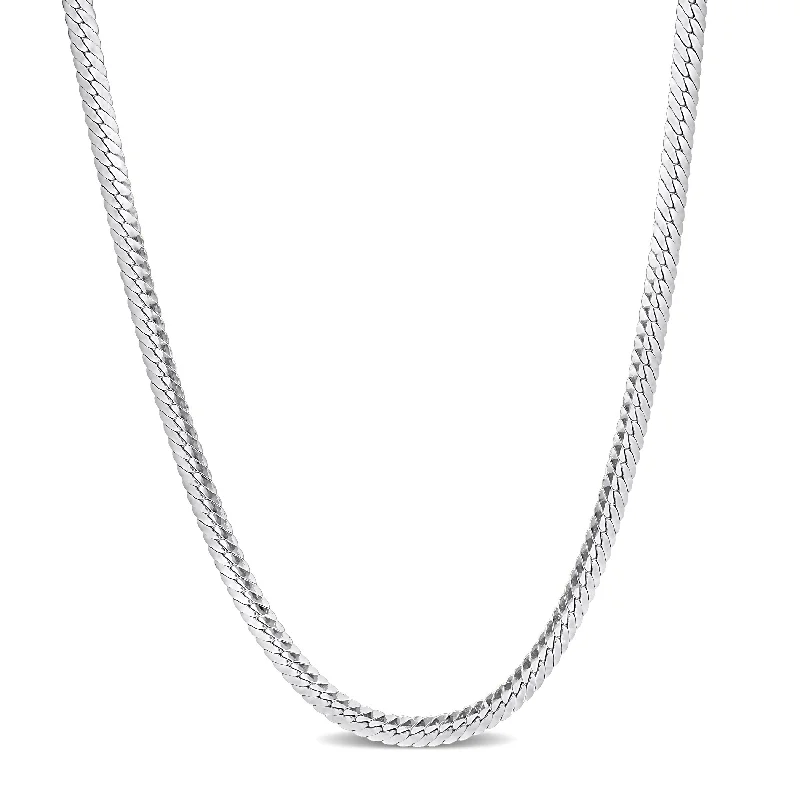 Women vintage-inspired necklaces -Miadora Sterling Silver Herringbone Chain Necklace