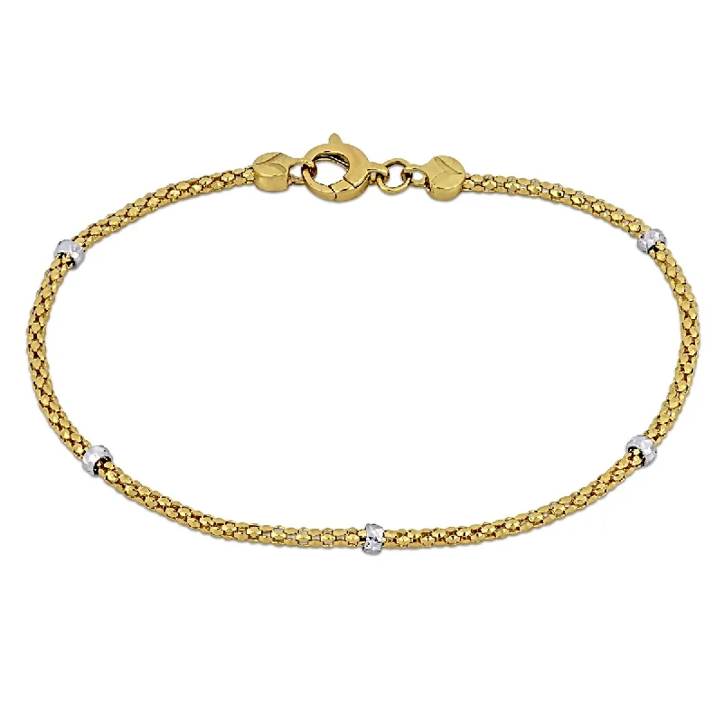 Women luxury bangles and bracelets -Miadora 1.8mm Diamond-Cut Station Bracelet 18k 2-Tone Gold