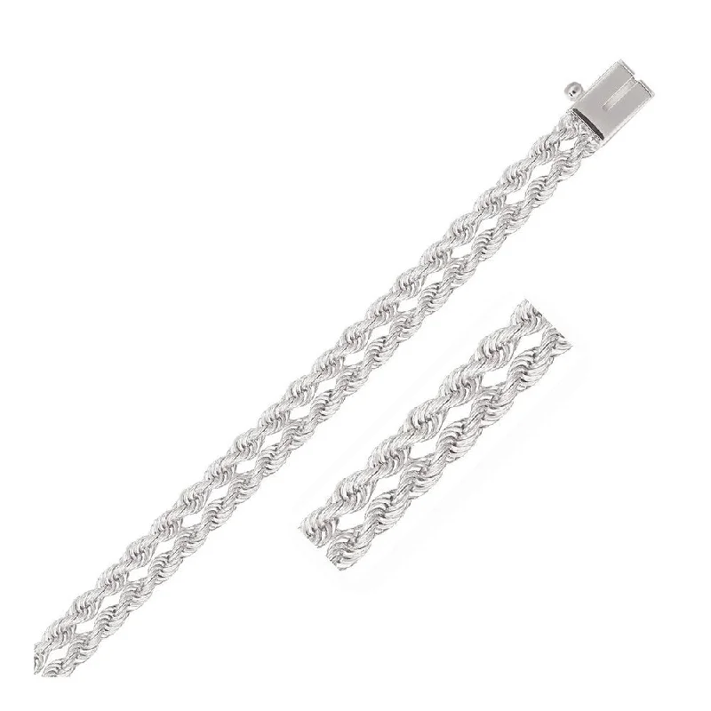 Women classic bangle bracelets -5.0 mm 14k White Gold Dual Row Rope Bracelet