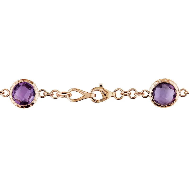 Women statement necklaces -Miadora Signature Collection 14k Rose Gold 55 1/2ct TGW Rose de France and Amethyst Necklace