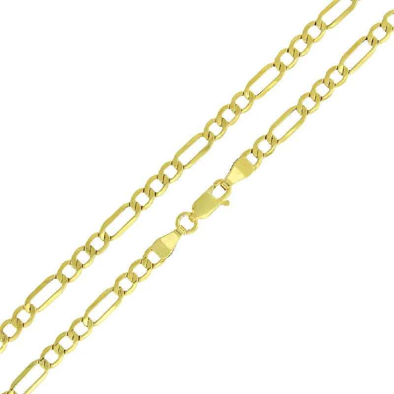 Women vintage-inspired necklaces -10k Yellow Gold 4mm Hollow Figaro Link Necklace Chain 16" - 24"