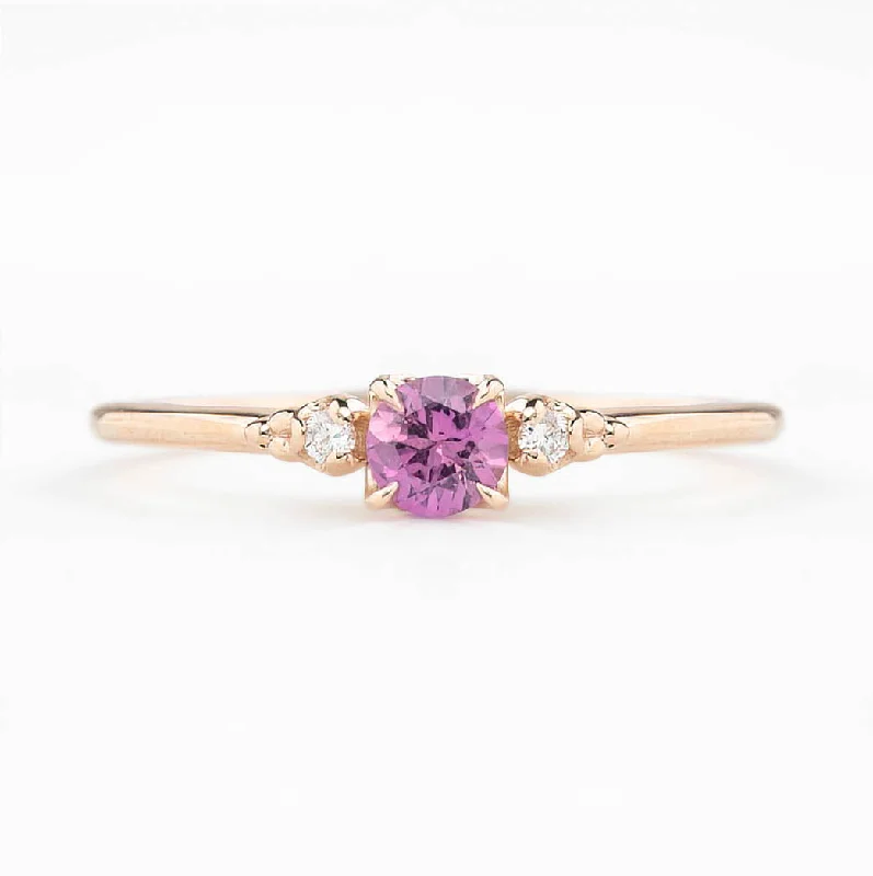 Women colorful gemstone engagement rings -Estel Ring 4mm 0.35ct Pink Umba Sapphire 14K Rose Gold