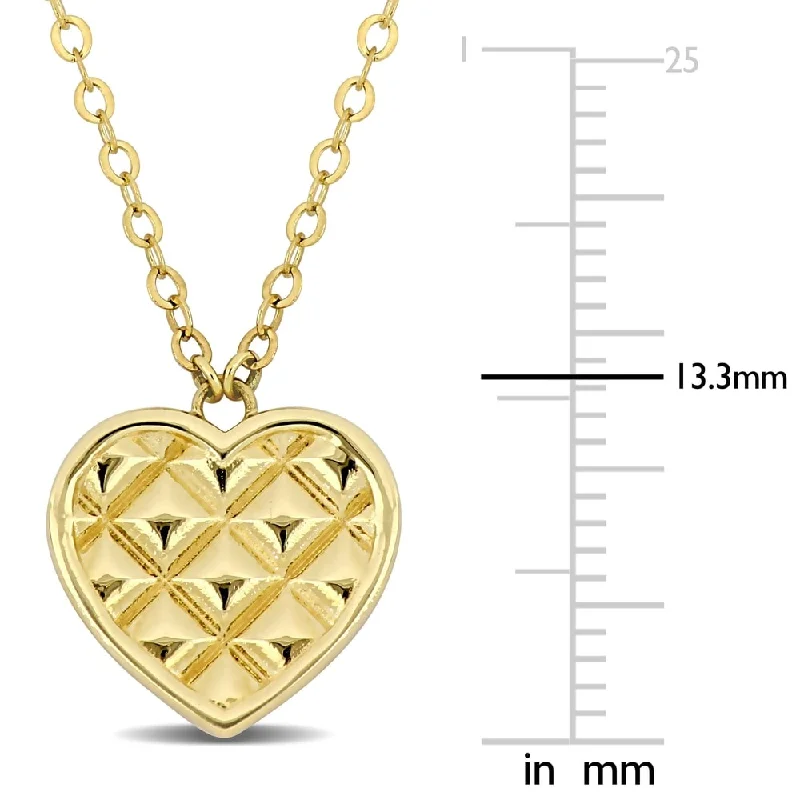 Women diamond-encrusted necklaces -Miadora 10k Yellow Gold Quilted Heart Necklace