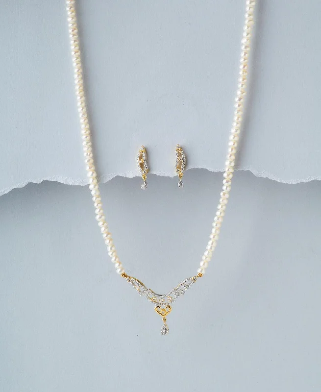 Women birthstone necklaces -Trendy Pearl Necklace Set