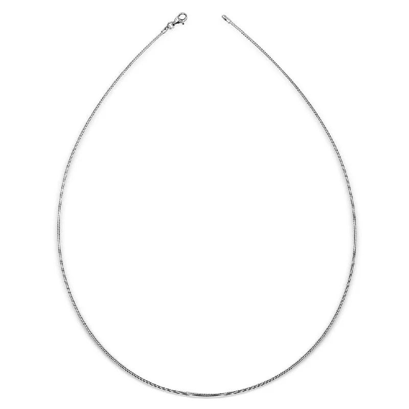 Women twist necklaces -Italian Sterling Silver Round 2mm Rhodium-plated Omega Necklace (16-20') - White