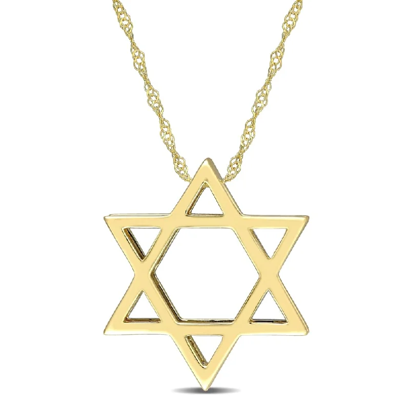 Women beaded necklaces -Miadora 14k Yellow Gold Star of David Necklace