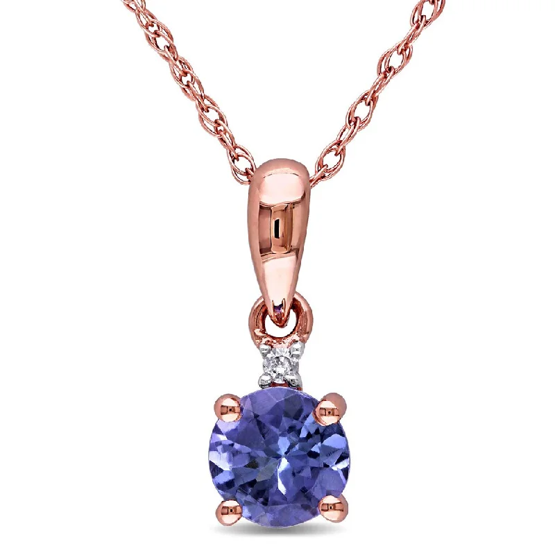 Women adjustable necklaces -Miadora 10k Rose Gold Tanzanite and Diamond Accent Necklace (G-H, I2-I3) - Purple