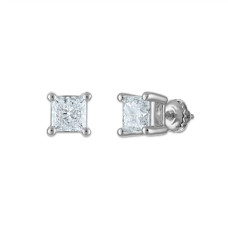 Women sapphire earrings -EcoLove 2 CTW Lab Grown Diamond Stud Earrings in 10KT White Gold