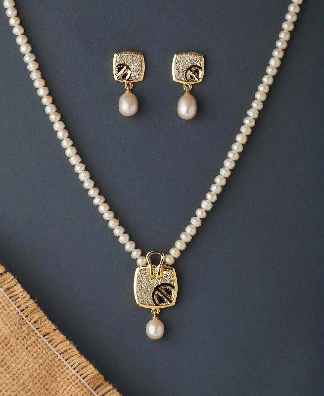 Women designer necklaces -Trendy Real Pearl Necklace Set