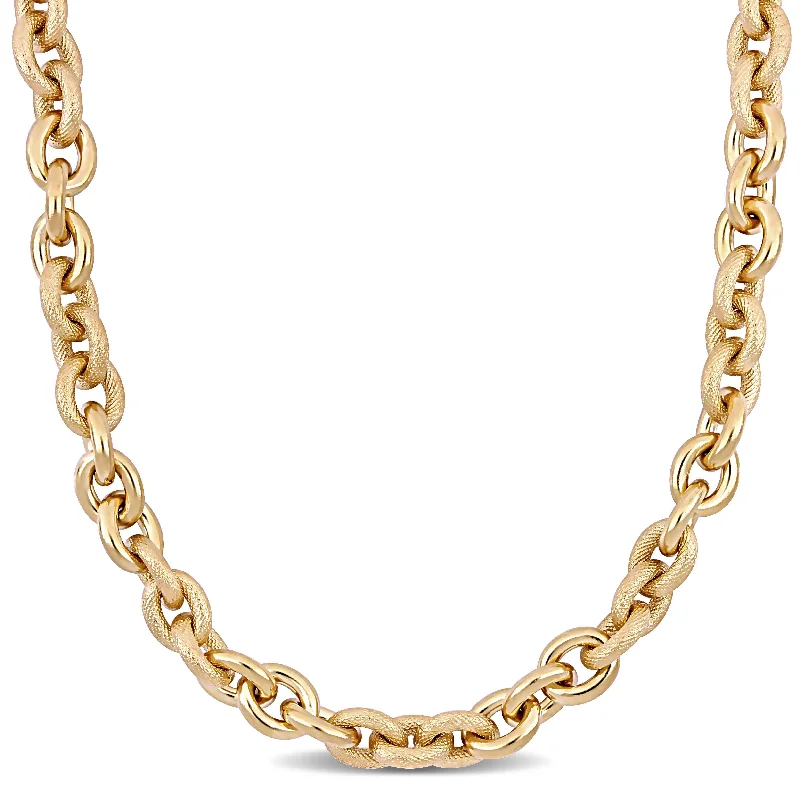 Women chic gold necklaces -Miadora Yellow Plated Sterling Silver Oval Link Chain Necklace - 24 inch x 12 mm x 12 mm - 24 inch x 12 mm x 12 mm