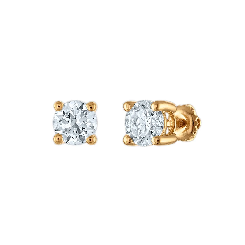 Women gold stud earrings -EcoLove 2 CTW Lab Grown Diamond Stud Earrings in 10KT Yellow Gold