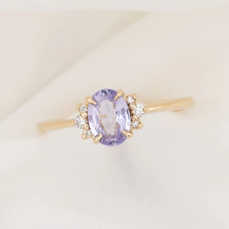 Women rose gold engagement rings -Lena Ring 0.85ct Lavender Blue Madagascar Sapphire, 14k Yellow Gold (One of a kind)