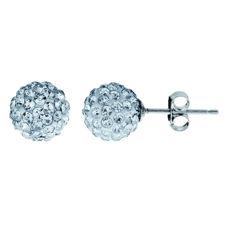 Custom earrings for women -8MM Round Crystal Stud Earrings in Sterling Silver