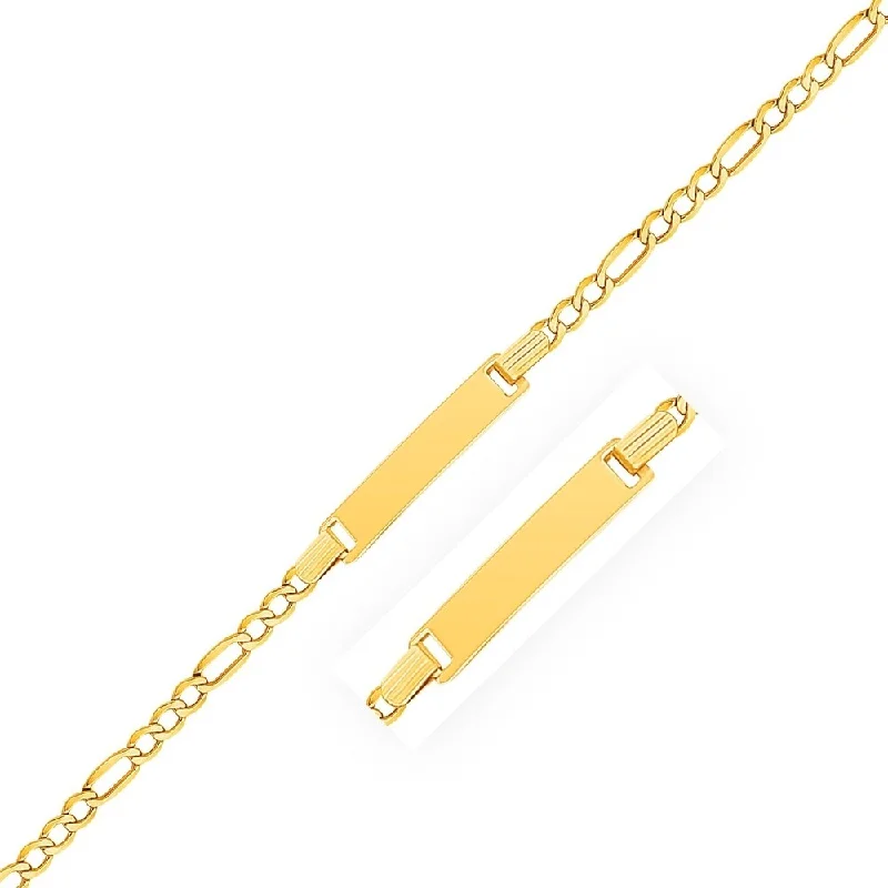 Women floral charm bangles and bracelets -14k Yellow Gold Figaro Link Children's ID Bracelet