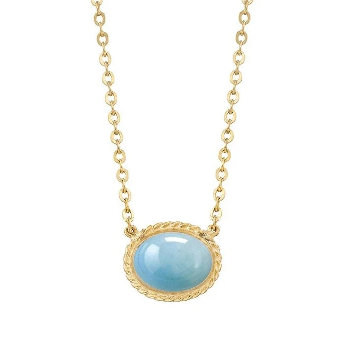 Women charm and gemstone necklaces -Gold Over Sterling Silver with Natural Aquamarine Solitaire Necklace with 18" Chain