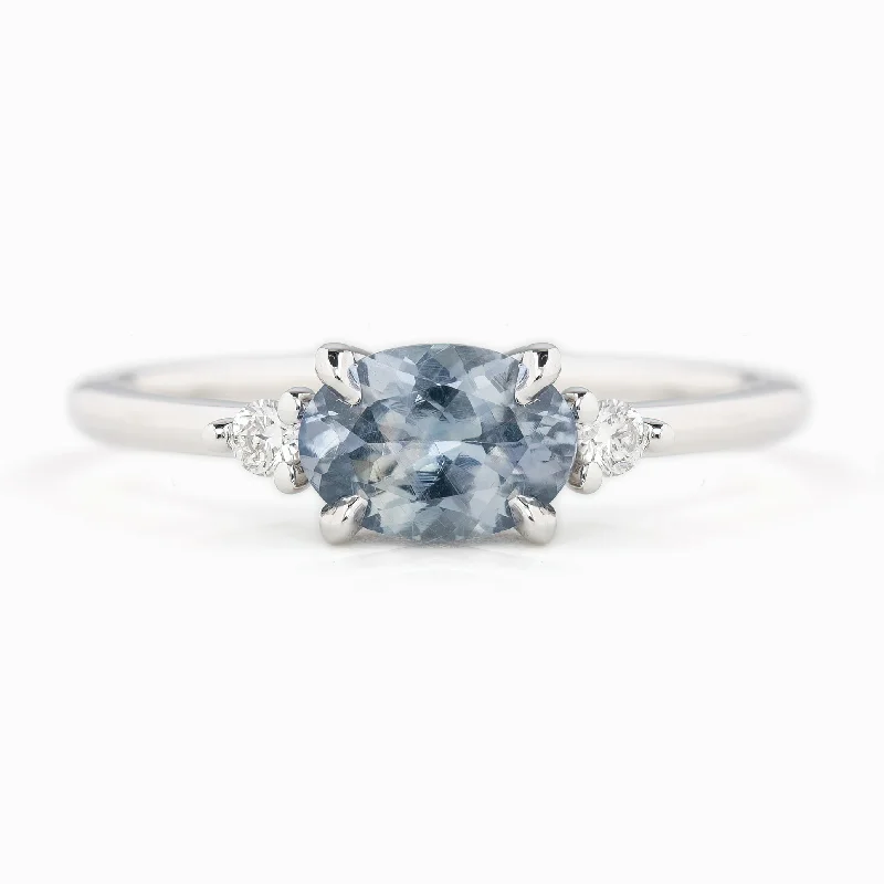 Women delicate engagement rings -Emilie Ring 0.98ct Light Blue Umba Sapphire, 14k White Gold (One of a kind)